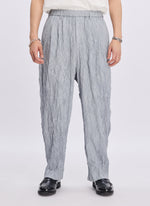 Polyester Distort Pleated Wide Tapered Pants (P-12)