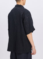 Rayon Nylon Distort Lace Open Collar Shirt