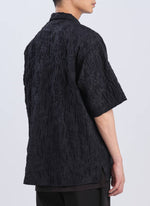 Nylon Embossed Open Collar Shirt