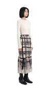 Handcrafted Checker Printed Corduroy Fishtail Skirt