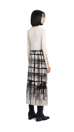 Handcrafted Checker Printed Corduroy Fishtail Skirt