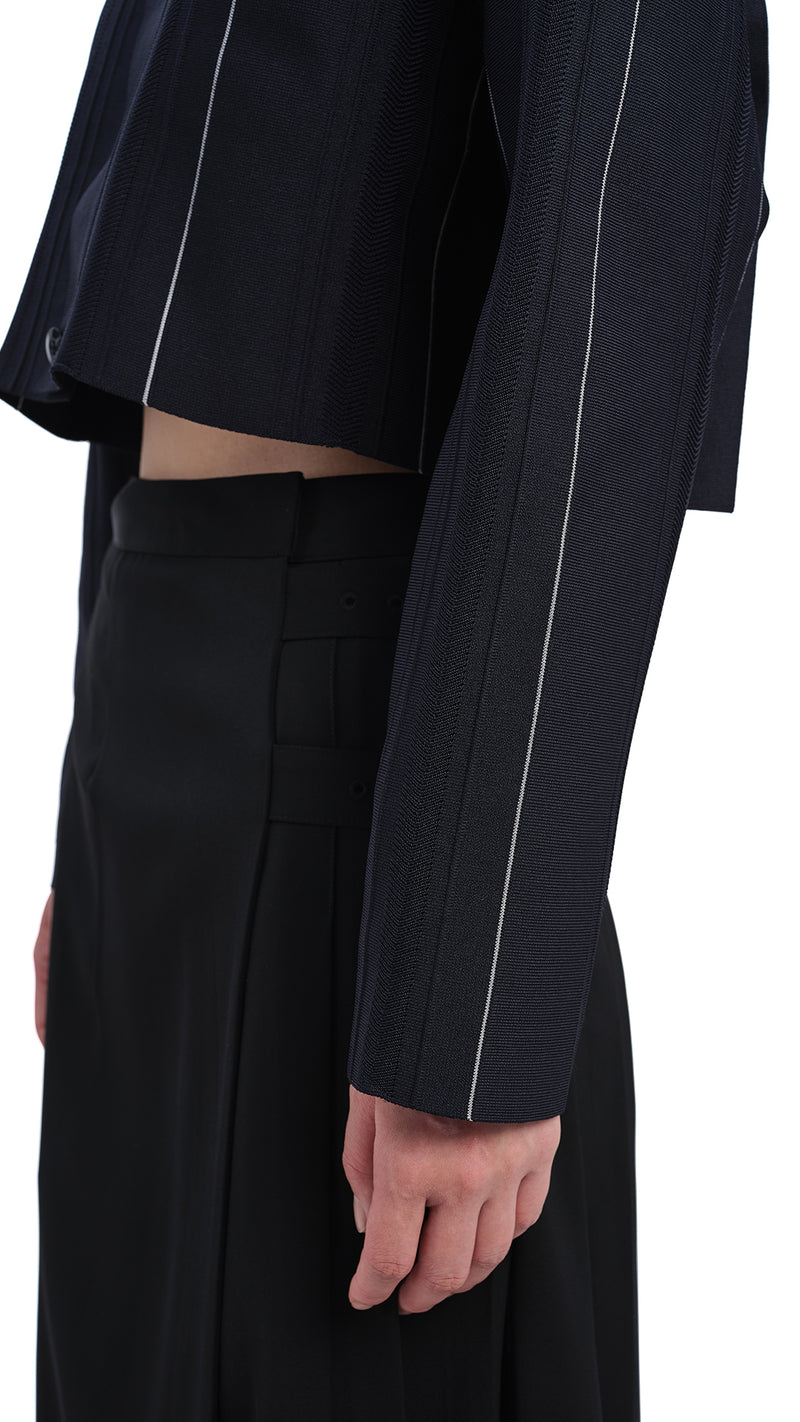 Cropped Contrast Stitch Relief Cardigan