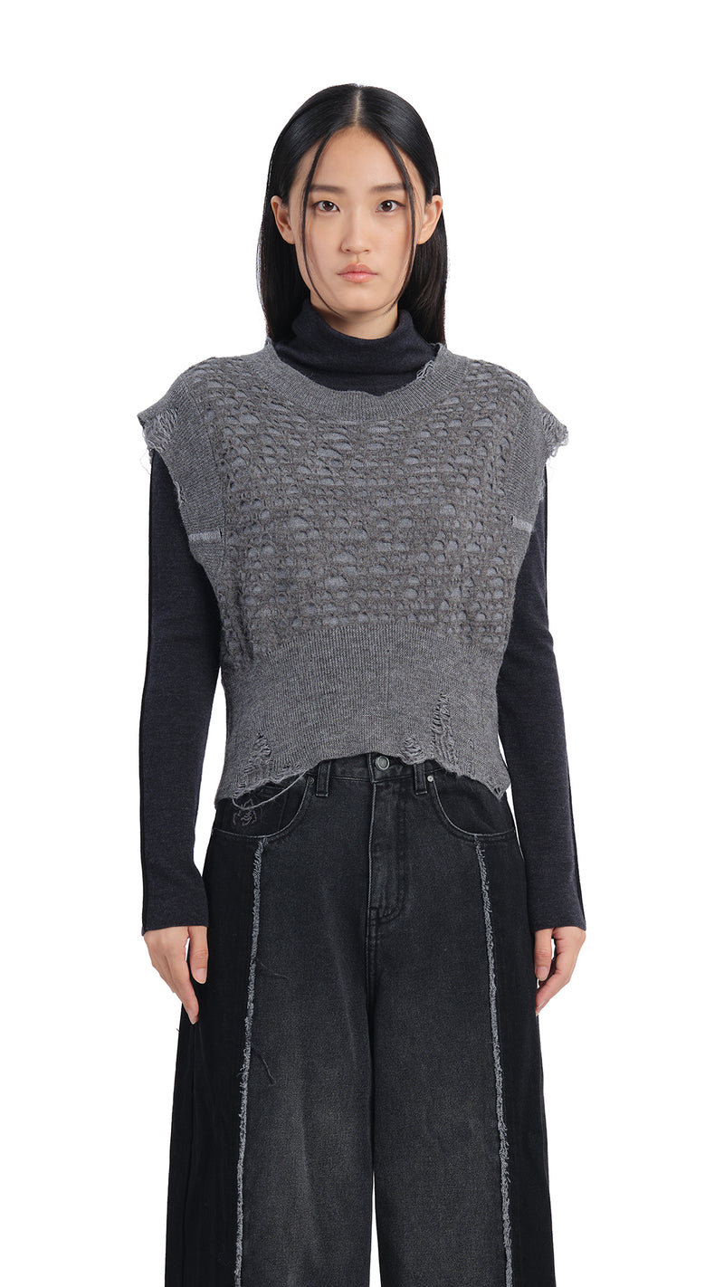 Mock-Neck Wool Tight Top