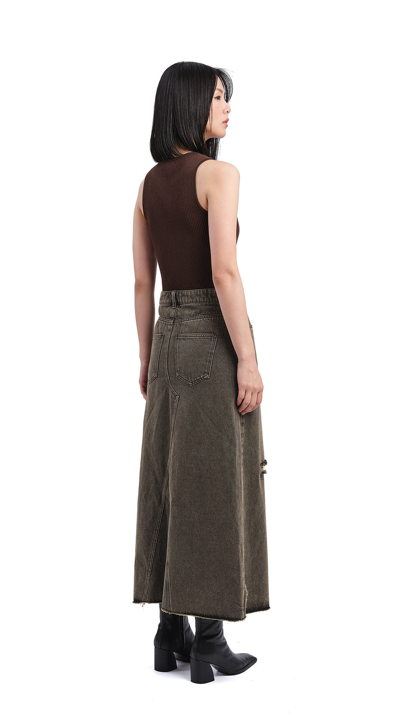 Soil Denim Studded Maxi Skirt