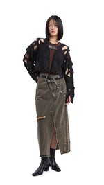 Soil Denim Studded Maxi Skirt