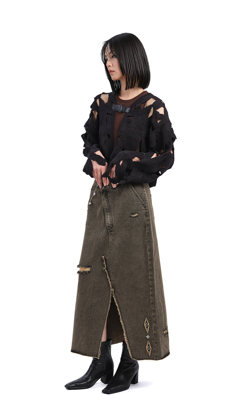 Soil Denim Studded Maxi Skirt