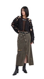 Soil Denim Studded Maxi Skirt