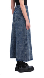 Stone-Washed Denim Fishtail Skirt