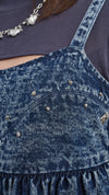 Stone-Washed Studded Denim Top