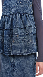 Stone-Washed Studded Denim Top