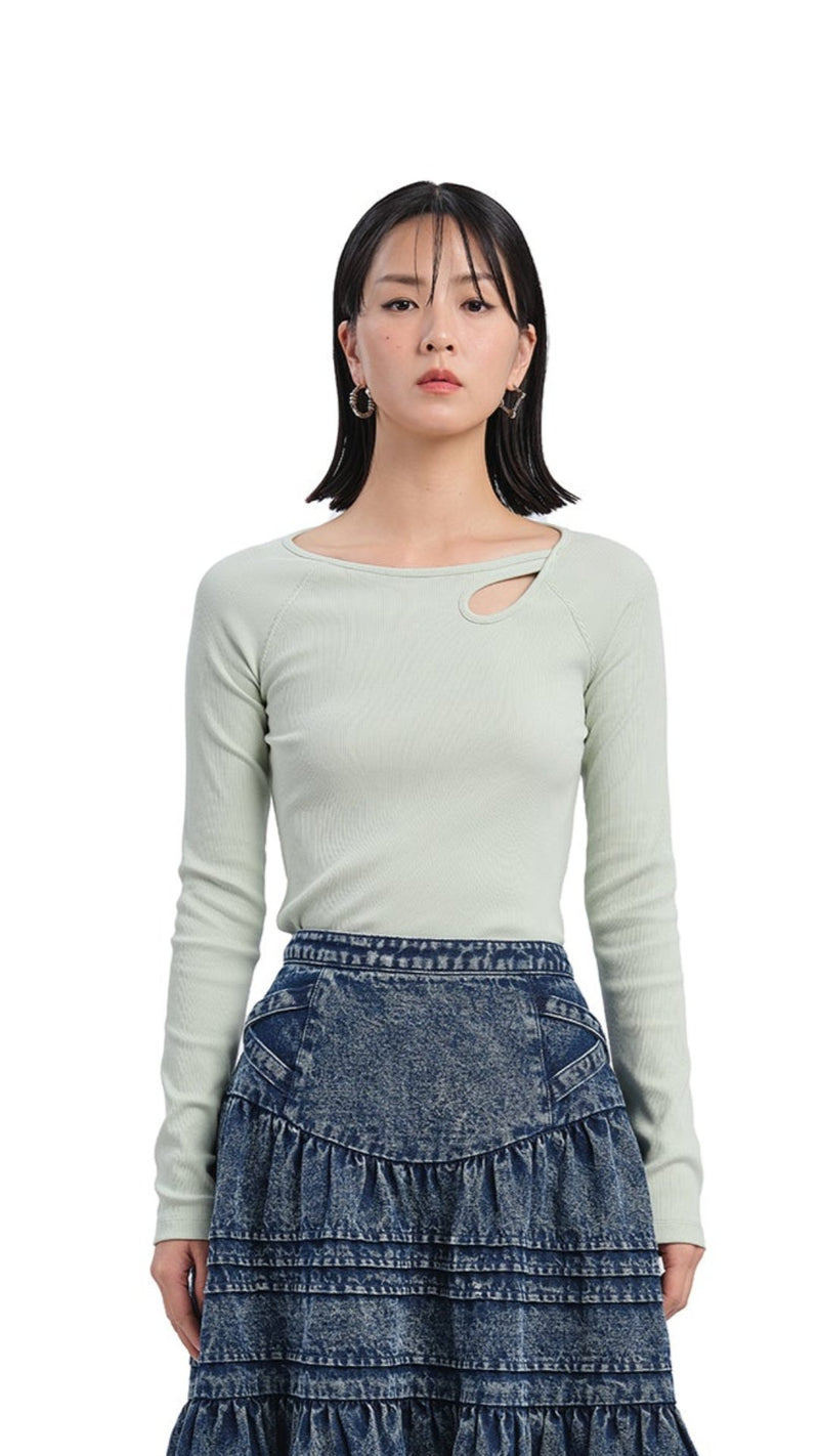 Long Sleeve Bridge-Neck Top