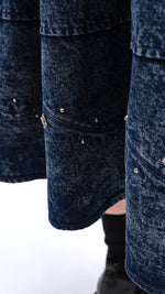 Stone-Washed Studded Denim Skirt