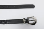 Western Leather Belt With Braid Trims