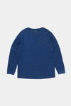 Indigo Dye Cotton Houndstooth Patch Long Sleeve Tee