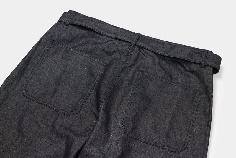 Cotton Linen Denim Belted Pants
