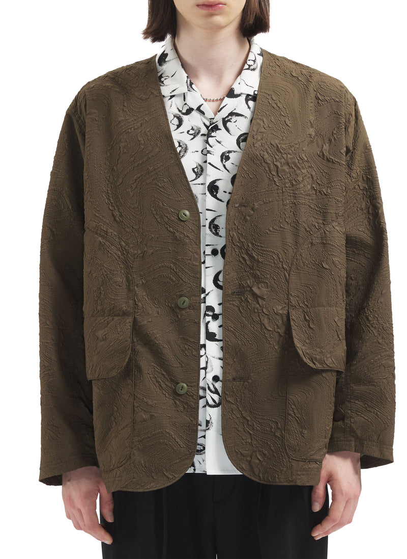 Paisley Nylon Poyester Bonding Collarless Hunting Jacket