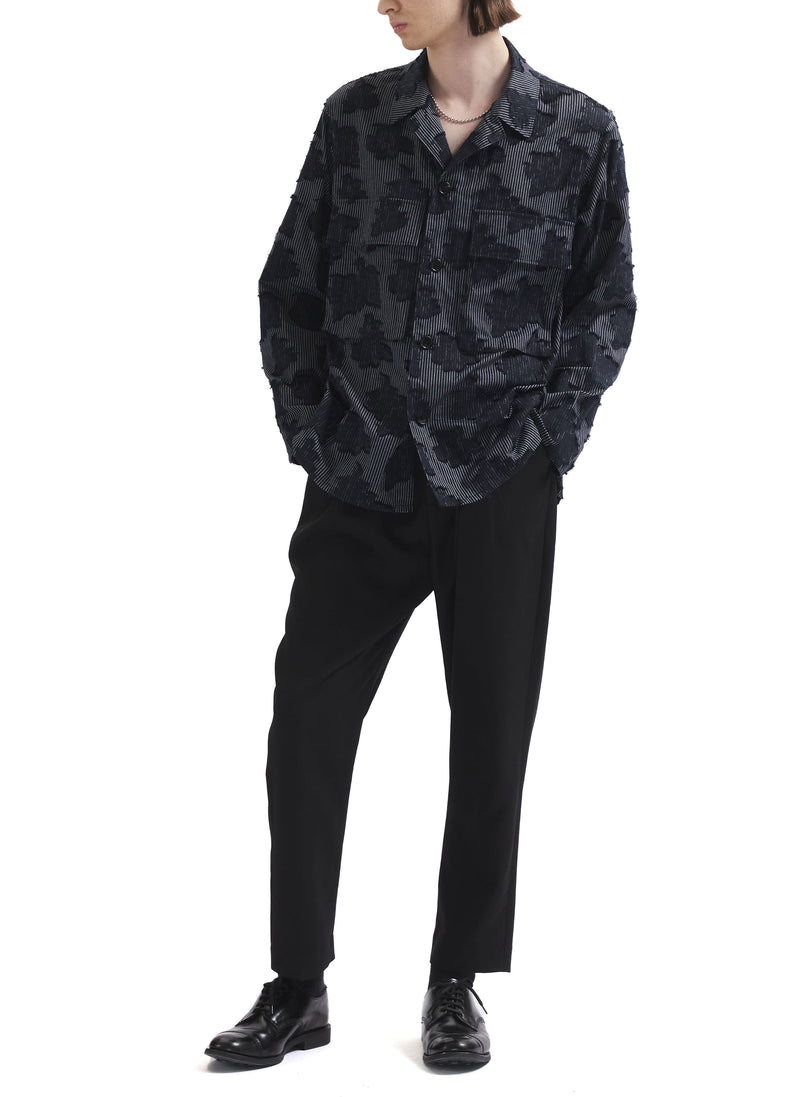 Japan Imported Cotton Polyester Jacquad Open Collar Shirt Jacket