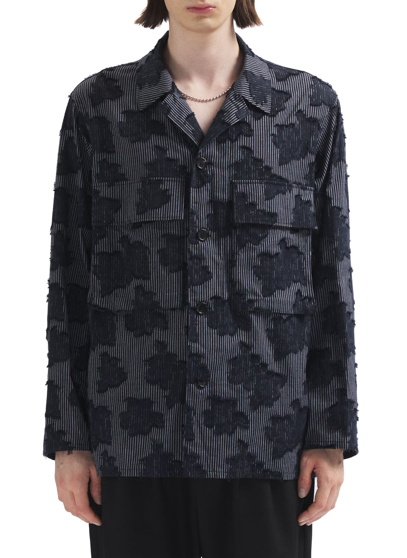 Japan Imported Cotton Polyester Jacquad Open Collar Shirt Jacket