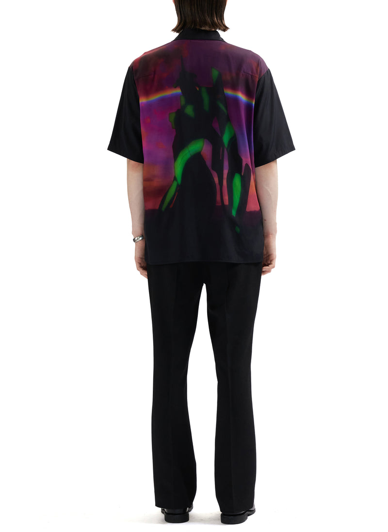 Evangelion X INITIAL Eva01 Print Open Collar Shirt