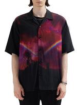 Evangelion X INITIAL Eva01 Print Open Collar Shirt
