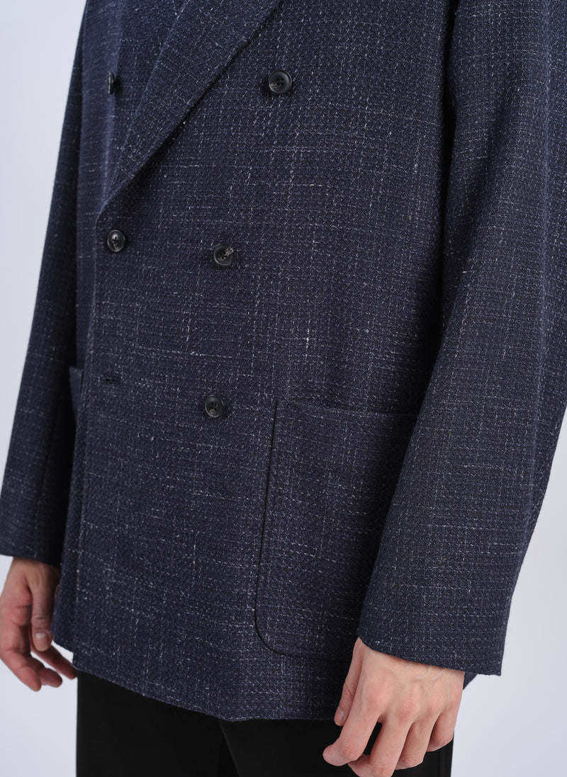 Marzotto Wool Silk Linen Soft Double Breasted Blazer