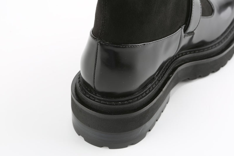 Squared-Toe Knee-High Mary-Jane Boots