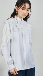 Paisley-Lace Trimmed Shirt