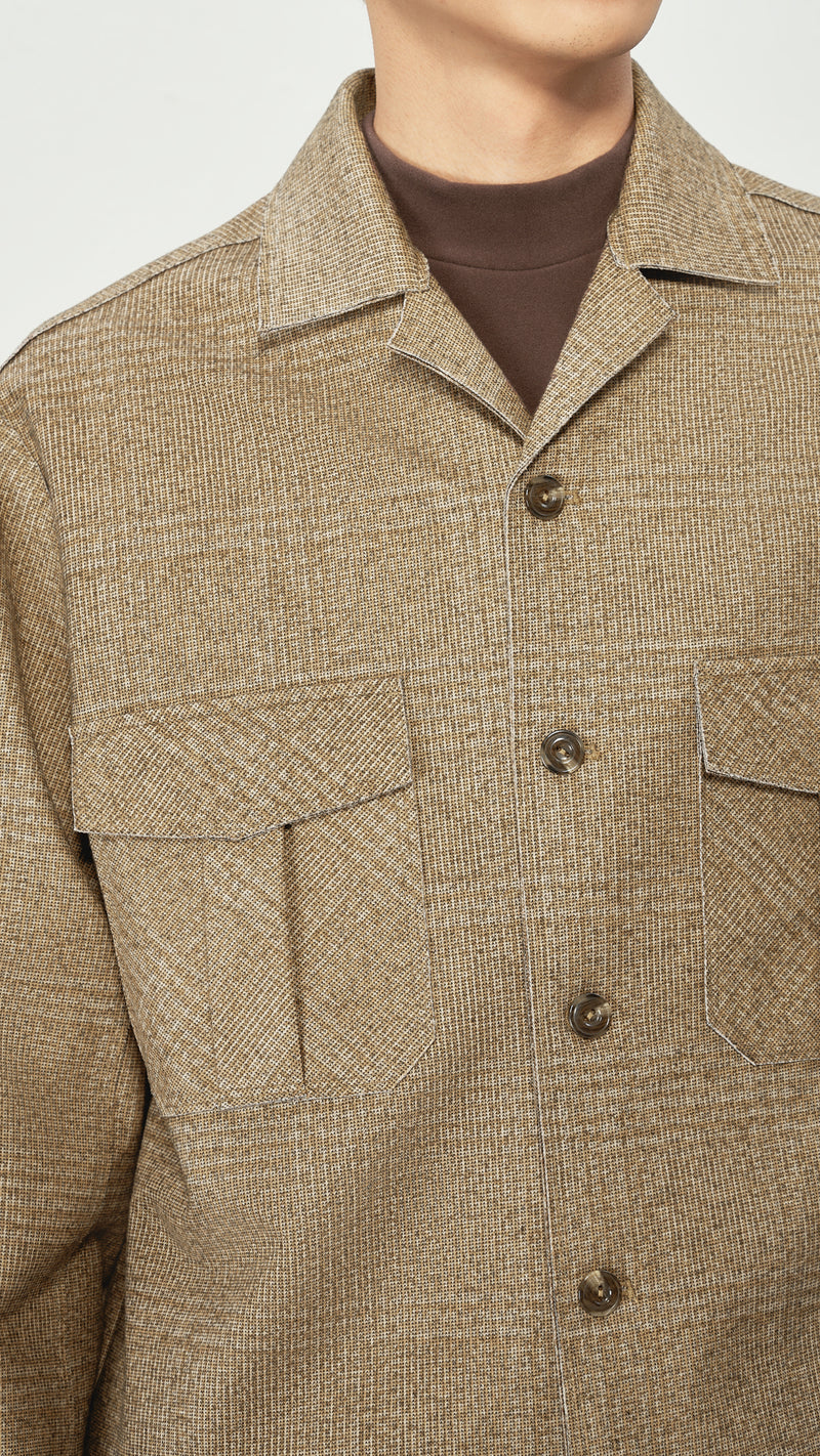 Down Fabric Open Collar Pocket Jacket