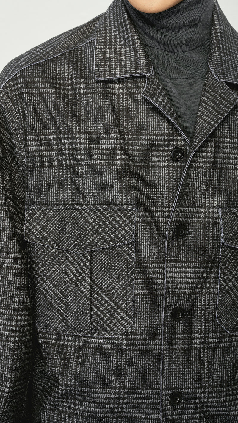 Down Fabric Open Collar Pocket Jacket