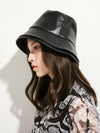 Faux Leather Layered Bucket Hat