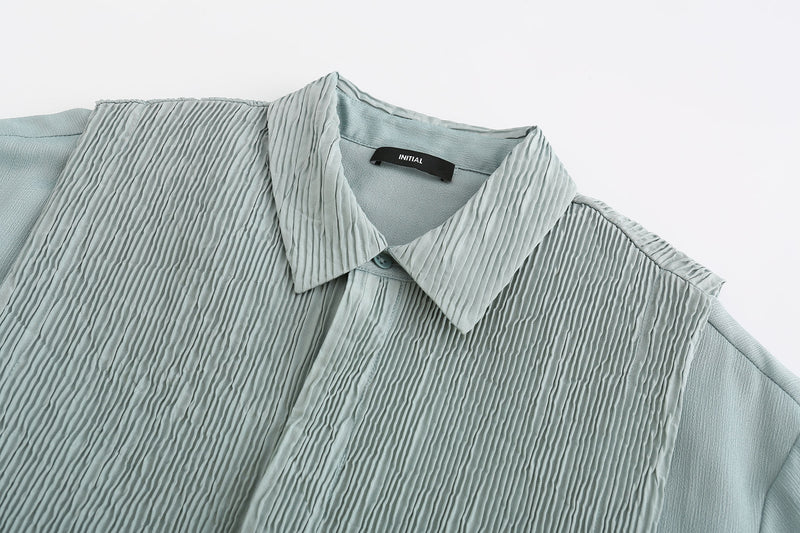 Fortuny Pleats Mixed Fabric Shirt