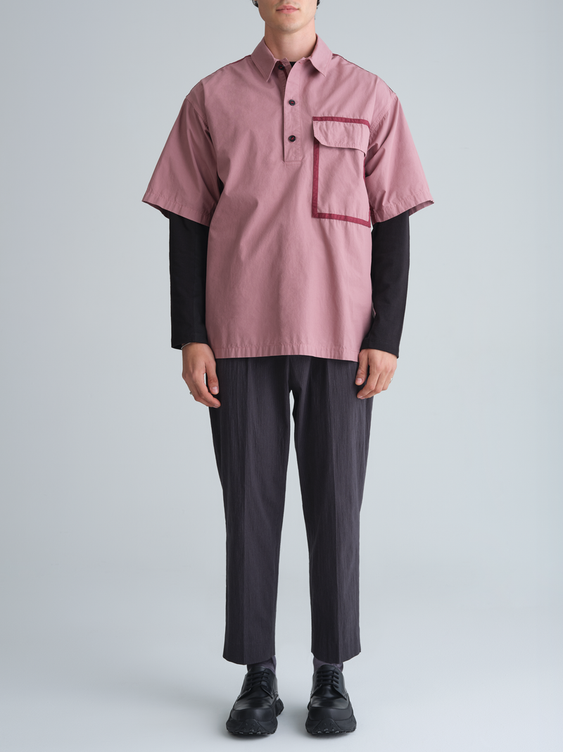 Garment Dye Short Sleeve Pullover Shirt With Tapes